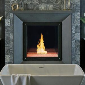 Stock Image - DaVinci Custom Fireplaces - Maestro Collection - Square Gas Fireplace DaVinci Gas Square Fireplace & Outdoor Fire - Stove Depot and Chimney Works