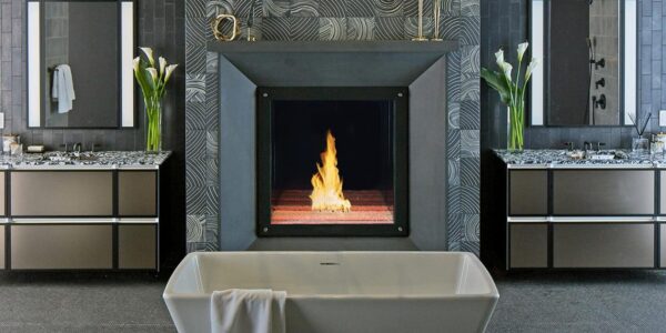 Stock Image - DaVinci Custom Fireplaces - Maestro Collection - Square Gas Fireplace DaVinci Gas Square Fireplace & Outdoor Fire - Stove Depot and Chimney Works