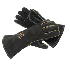 Stock Image - MF Fire - Fire Pit and Wood Stove Gloves MF Fire - Stove Depot and Chimney Works