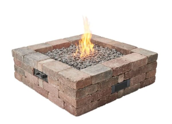 Stock Image - The Outdoor GreatRoom - Bronson Block Square Gas Fire Pit Kit The Outdoor Greatroom Company Gas Fire Table - Stove Depot and Chimney Works