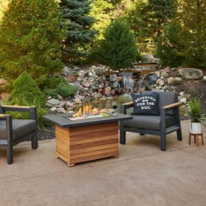 Stock Image - The Outdoor GreatRoom - Darien Rectangular Gas Fire Pit Table with Aluminum Top The Outdoor Greatroom Company Gas Fire Table - Stove Depot and Chimney Works