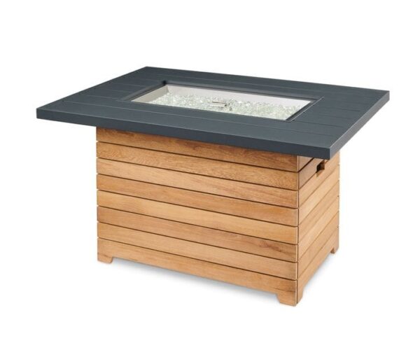 Stock Image - The Outdoor GreatRoom - Darien Rectangular Gas Fire Pit Table with Aluminum Top The Outdoor Greatroom Company Gas Fire Table - Stove Depot and Chimney Works