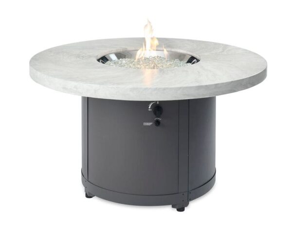 Stock Image - The Outdoor GreatRoom - White Onyx Beacon Round Gas Fire Pit Table The Outdoor Greatroom Company Gas Fire Table - Stove Depot and Chimney Works