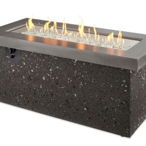 Stock Image - The Outdoor GreatRoom - Grey Key Largo Linear Gas Fire Pit Table The Outdoor Greatroom Company Gas Fire Table - Stove Depot and Chimney Works