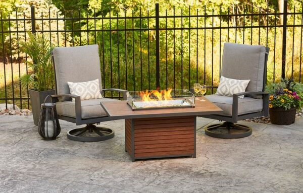 Stock Image - The Outdoor GreatRoom - Kenwood Rectangular Chat Height Gas Fire Pit Table The Outdoor Greatroom Company Gas Fire Table - Stove Depot and Chimney Works