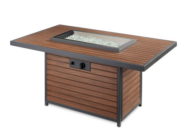 Stock Image - The Outdoor GreatRoom - Kenwood Rectangular Chat Height Gas Fire Pit Table The Outdoor Greatroom Company Gas Fire Table - Stove Depot and Chimney Works