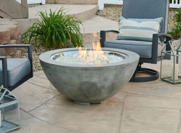 Stock Image - The Outdoor GreatRoom - Natural Grey Cove 42" Round Gas Fire Pit Bowl The Outdoor Greatroom Company Gas Fire Table - Stove Depot and Chimney Works