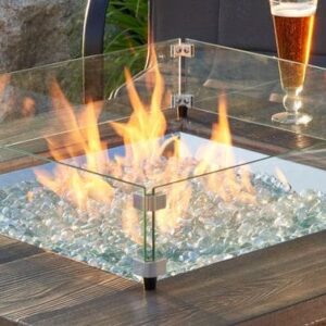 Stock Image - The Outdoor GreatRoom - 24" x 24" Square Glass Wind Guard The Outdoor Greatroom Company Fire Pit Accessory - Stove Depot and Chimney Works