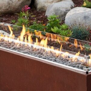 Stock Image - The Outdoor GreatRoom -  12" x 64" Linear Glass Wind Guard The Outdoor Greatroom Company Fire Pit Accessory - Stove Depot and Chimney Works