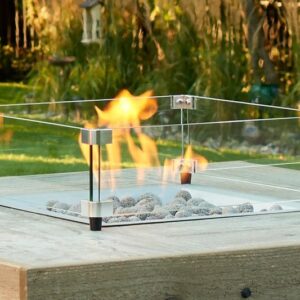 Stock Image - The Outdoor GreatRoom - 16" x 16" Square Glass Wind Guard The Outdoor Greatroom Company Fire Pit Accessory - Stove Depot and Chimney Works