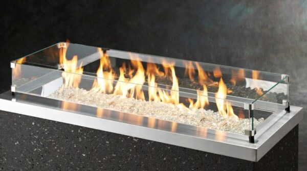 Stock Image - The Outdoor GreatRoom -  12" x 42" Linear Glass Wind Guard The Outdoor Greatroom Company Fire Pit Accessory - Stove Depot and Chimney Works