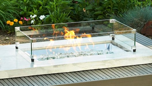Stock Image - The Outdoor GreatRoom -  12" x 24" Rectangular Glass Wind Guard The Outdoor Greatroom Company Fire Pit Accessory - Stove Depot and Chimney Works