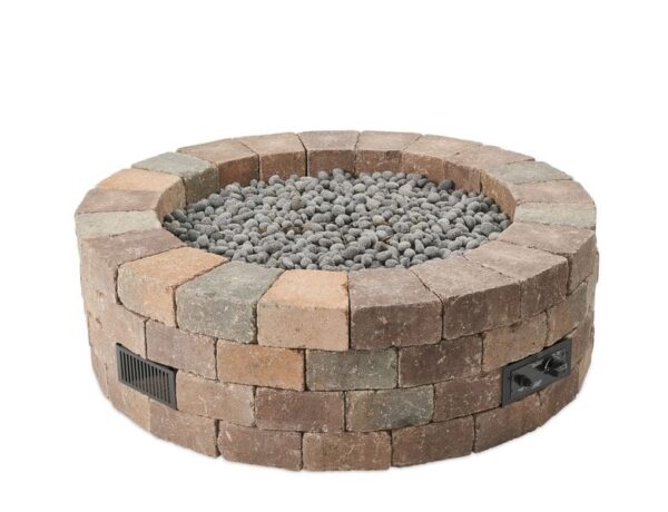 Stock Image - The Outdoor GreatRoom - Bronson Block Round Gas Fire Pit Kit The Outdoor Greatroom Company Gas Fire Table - Stove Depot and Chimney Works