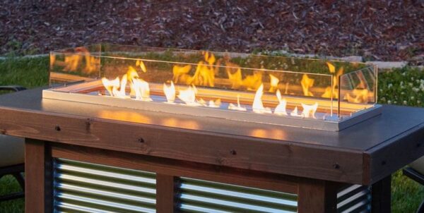 Stock Image - The Outdoor GreatRoom - 12" x 42" Rectangular Folding Glass Wind Guard The Outdoor Greatroom Company Fire Pit Accessory - Stove Depot and Chimney Works