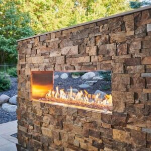 Stock Image - The Outdoor GreatRoom - 40" Linear Ready-to-Finish See-Through Gas Fireplace with Direct Spark Ignition (LP) The Outdoor Greatroom Company Gas Linear Fireplace & Outdoor Fire - Stove Depot and Chimney Works