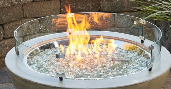 Stock Image - The Outdoor GreatRoom - 30" Round Glass Wind Guard The Outdoor Greatroom Company Fire Pit Accessory - Stove Depot and Chimney Works