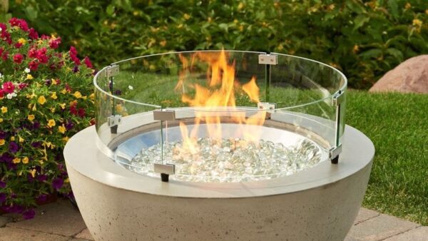 Stock Image - The Outdoor GreatRoom - 20" Round Glass Wind Guard The Outdoor Greatroom Company Fire Pit Accessory - Stove Depot and Chimney Works