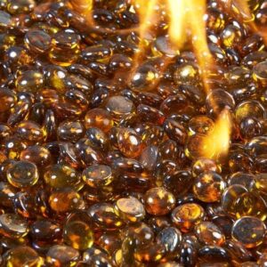 Stock Image - The Outdoor GreatRoom - Amber Tempered Fire Glass Gems The Outdoor Greatroom Company Media - Stove Depot and Chimney Works