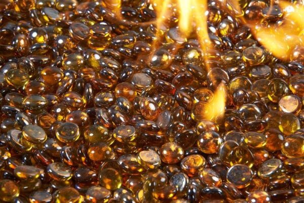 Stock Image - The Outdoor GreatRoom - Amber Tempered Fire Glass Gems The Outdoor Greatroom Company Media - Stove Depot and Chimney Works