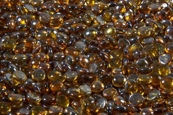 Stock Image - The Outdoor GreatRoom - Amber Tempered Fire Glass Gems The Outdoor Greatroom Company Media - Stove Depot and Chimney Works