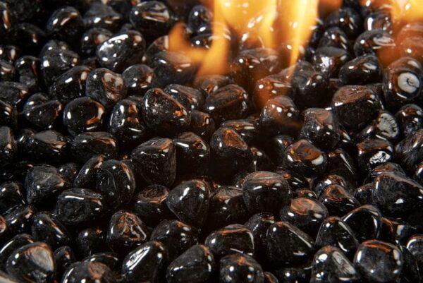 Stock Image - The Outdoor GreatRoom - Black Large Tempered Fire Glass Diamonds The Outdoor Greatroom Company Media - Stove Depot and Chimney Works