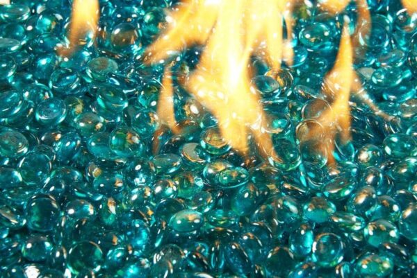 Stock Image - The Outdoor GreatRoom - Aqua Marine Tempered Fire Glass Gems The Outdoor Greatroom Company Media - Stove Depot and Chimney Works