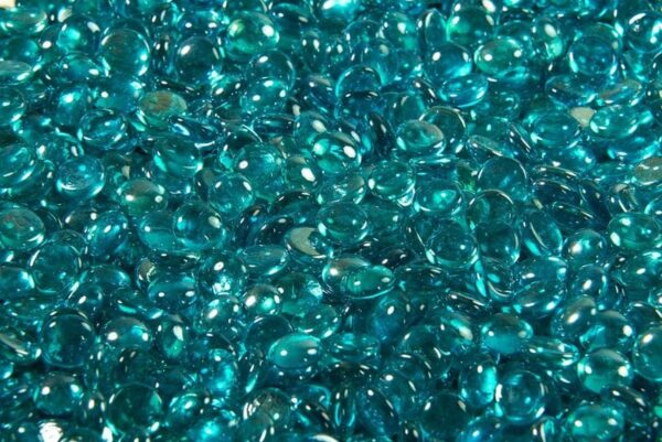 Stock Image - The Outdoor GreatRoom - Aqua Marine Tempered Fire Glass Gems The Outdoor Greatroom Company Media - Stove Depot and Chimney Works
