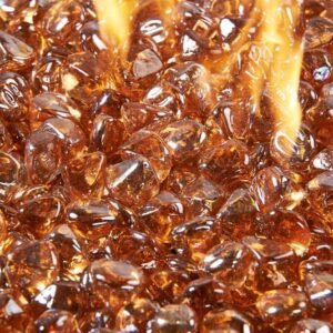 Stock Image - The Outdoor GreatRoom - Copper Large Tempered Fire Glass Diamonds The Outdoor Greatroom Company Media - Stove Depot and Chimney Works