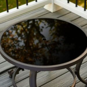 Stock Image - The Outdoor GreatRoom - 20" Round Black Glass Burner Cover The Outdoor Greatroom Company Fire Pit Cover - Stove Depot and Chimney Works