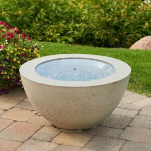 Stock Image - The Outdoor GreatRoom - 20" Round Grey Glass Burner Cover The Outdoor Greatroom Company Fire Pit Cover - Stove Depot and Chimney Works