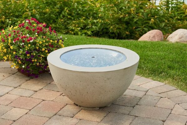 Stock Image - The Outdoor GreatRoom - 20" Round Grey Glass Burner Cover The Outdoor Greatroom Company Fire Pit Cover - Stove Depot and Chimney Works