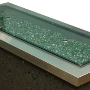 Stock Image - The Outdoor GreatRoom -  12" x 42" Linear Grey Glass Burner Cover The Outdoor Greatroom Company Fire Pit Cover - Stove Depot and Chimney Works