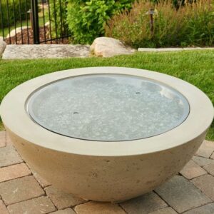 Stock Image - The Outdoor GreatRoom - 30" Round Grey Glass Burner Cover The Outdoor Greatroom Company Fire Pit Cover - Stove Depot and Chimney Works