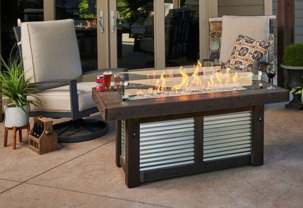Stock Image - The Outdoor GreatRoom - Denali Brew Linear Gas Fire Pit Table The Outdoor Greatroom Company Gas Fire Table - Stove Depot and Chimney Works