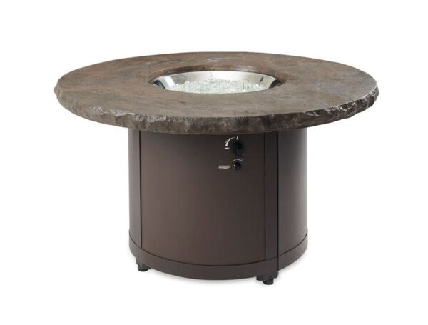 Stock Image - The Outdoor GreatRoom - Marbleized Noche Beacon Round Gas Fire Pit Table The Outdoor Greatroom Company Gas Fire Table - Stove Depot and Chimney Works