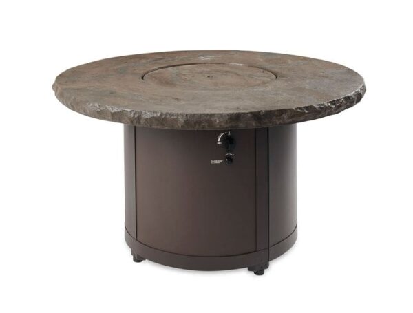 Stock Image - The Outdoor GreatRoom - Marbleized Noche Beacon Round Gas Fire Pit Table The Outdoor Greatroom Company Gas Fire Table - Stove Depot and Chimney Works