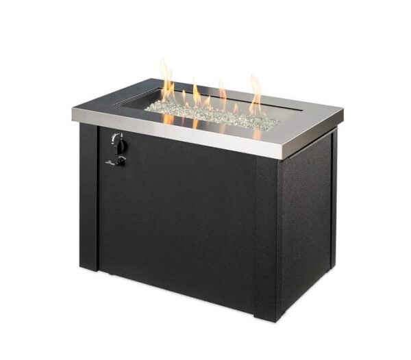Stock Image - The Outdoor GreatRoom - Stainless Steel Providence Rectangular Gas Fire Pit Table The Outdoor Greatroom Company Gas Fire Table - Stove Depot and Chimney Works
