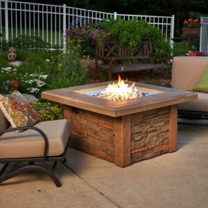 Stock Image - The Outdoor GreatRoom - Sierra Square Gas Fire Pit Table The Outdoor Greatroom Company Gas Fire Table - Stove Depot and Chimney Works
