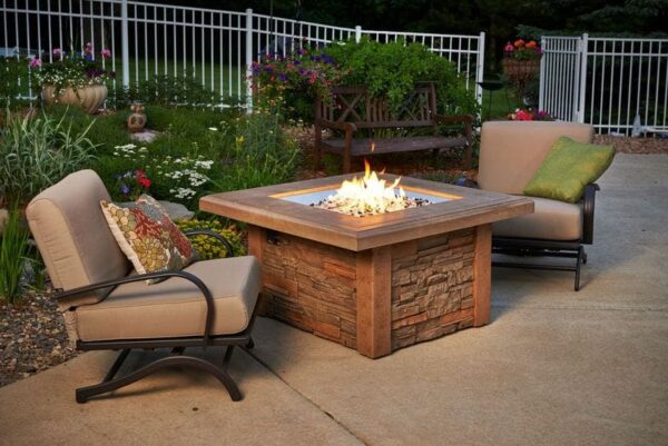 Stock Image - The Outdoor GreatRoom - Sierra Square Gas Fire Pit Table The Outdoor Greatroom Company Gas Fire Table - Stove Depot and Chimney Works