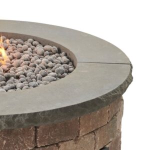 Stock Image - The Outdoor GreatRoom - Charcoal Grey Concrete Top for Bronson Block Round Gas Fire Pit Kit (4 Pieces Total) The Outdoor Greatroom Company Fire Pit Accessory - Stove Depot and Chimney Works