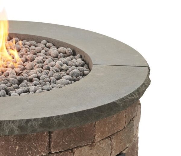 Stock Image - The Outdoor GreatRoom - Charcoal Grey Concrete Top for Bronson Block Round Gas Fire Pit Kit (4 Pieces Total) The Outdoor Greatroom Company Fire Pit Accessory - Stove Depot and Chimney Works