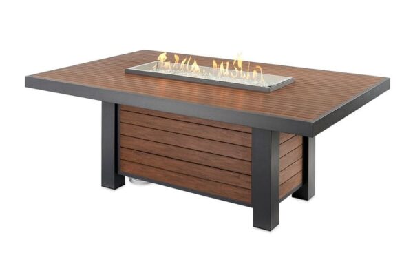 Stock Image - The Outdoor GreatRoom - Kenwood Linear Dining Height Gas Fire Pit Table The Outdoor Greatroom Company Gas Fire Table - Stove Depot and Chimney Works