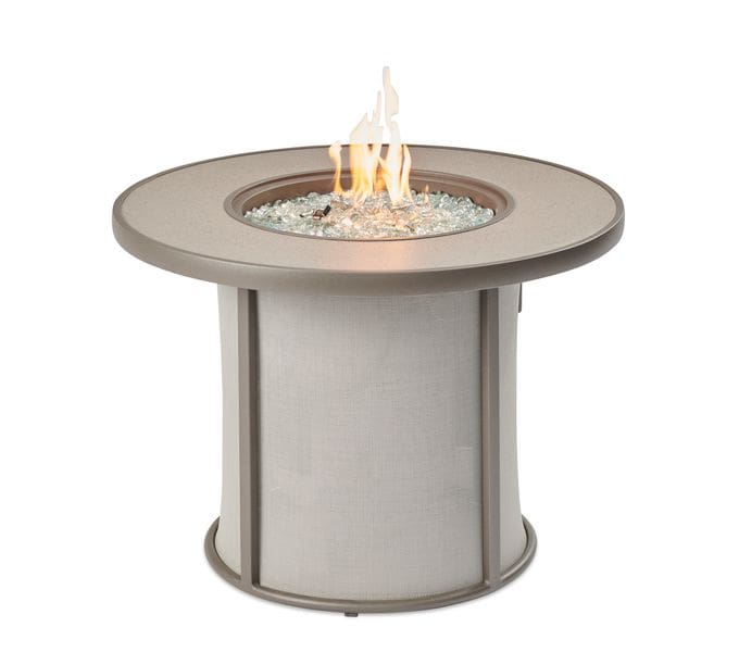 Stock Image - The Outdoor GreatRoom - Grey Stonefire Round Gas Fire Pit Table The Outdoor Greatroom Company Gas Fire Table - Stove Depot and Chimney Works