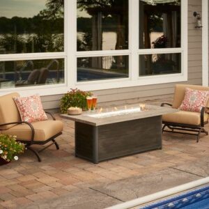 Stock Image - The Outdoor GreatRoom - Cedar Ridge Linear Gas Fire Pit Table The Outdoor Greatroom Company Gas Fire Table - Stove Depot and Chimney Works