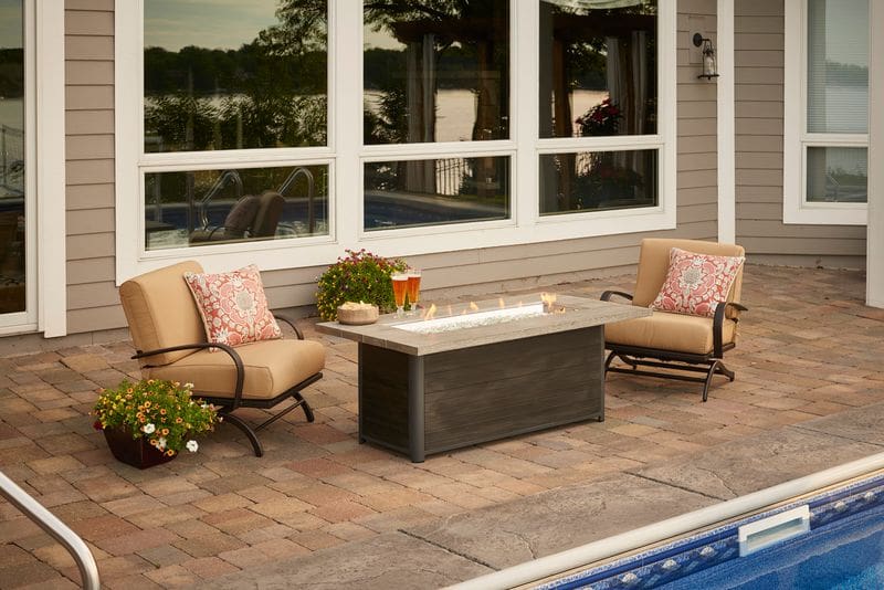 Stock Image - The Outdoor GreatRoom - Cedar Ridge Linear Gas Fire Pit Table The Outdoor Greatroom Company Gas Fire Table - Stove Depot and Chimney Works