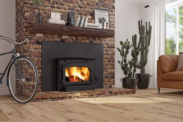 Stock Image - Ambiance - Live Edge Timber Ambiance Non-Combustible Mantel Fireplace Mantel - Stove Depot and Chimney Works