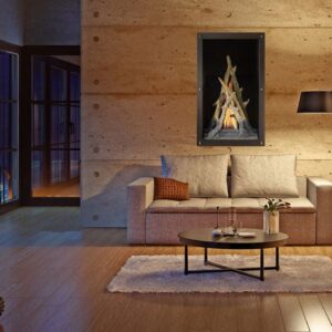 Stock Image - DaVinci Custom Fireplaces - Maestro Collection - Vertical Gas Fireplace DaVinci Gas Portrait Fireplace & Outdoor Fire - Stove Depot and Chimney Works